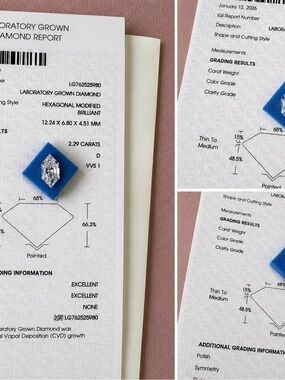 Hexagonal Modified Brilliant Lab-Grown Diamond - Dutch Marquise 2.29 carats